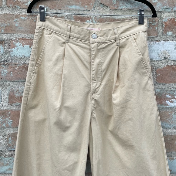 Levi’s High Loose Pants Pleated Khaki Chino Beige Tan Canvas Trousers Wide Leg - Picture 7 of 16